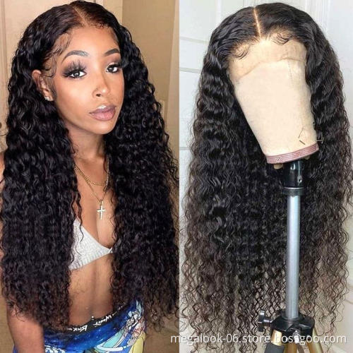 T Part Deep Wave Lace Front Human Hair Wigs Brazilian Lace Part Wigs Transparent Lace Wigs